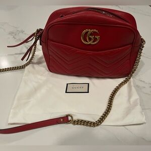 SOLD SOLD SOLD Authentic Gucci Red Marmont Bag Chevron matelasse leather.